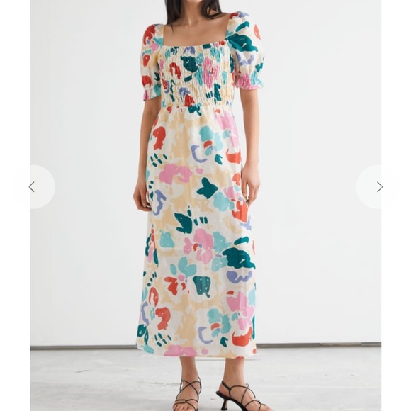 & OTHER STORIES PRINTED LINEN MIDI DRESS - Picture 4 of 12